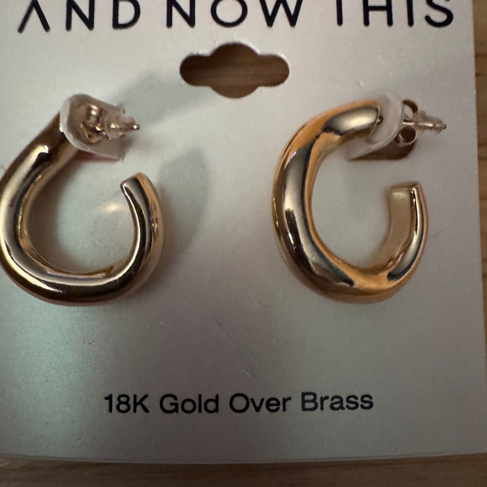 Clear out 18kt Gold Over Brass Hoop Earrings